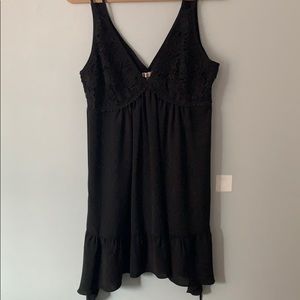 Black asymmetrical Lace/Crepe dress